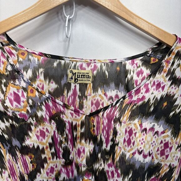 Show Me Your Mumu Chelsey Ikat Dye Sheer Bell Sleeve Blouse Top Small Boho Chic - Picture 3 of 8